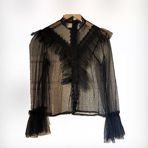 Women’s Black Lace Clear Blouse